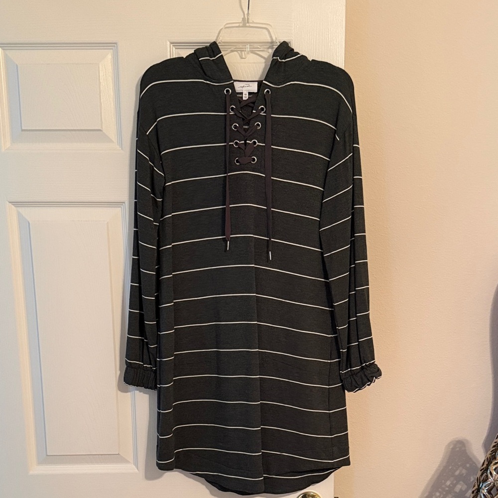 SOMA Striped Black and White Hoodie Dress